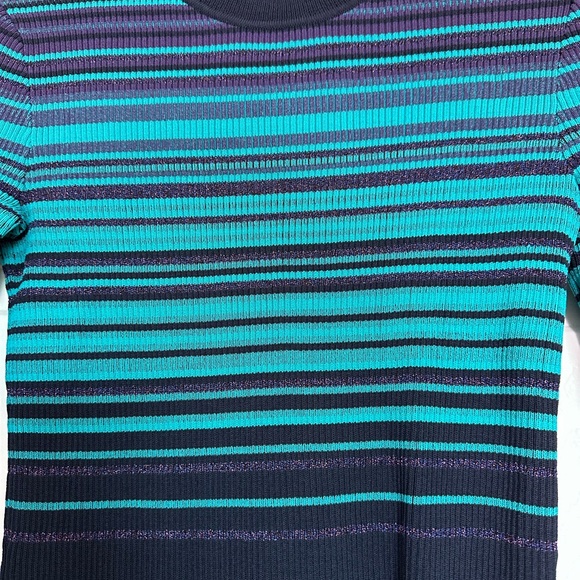 Boss Navy and Teal Striped Long Sleeve Top - Picture 6 of 8
